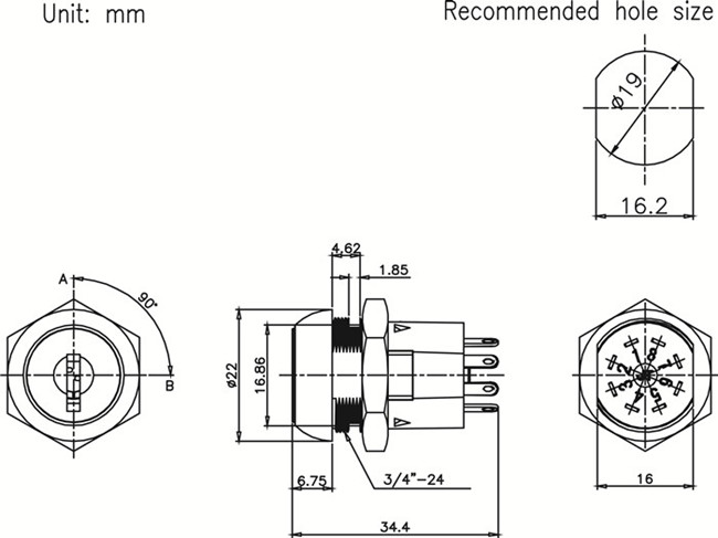19mm電源開(kāi)關(guān)