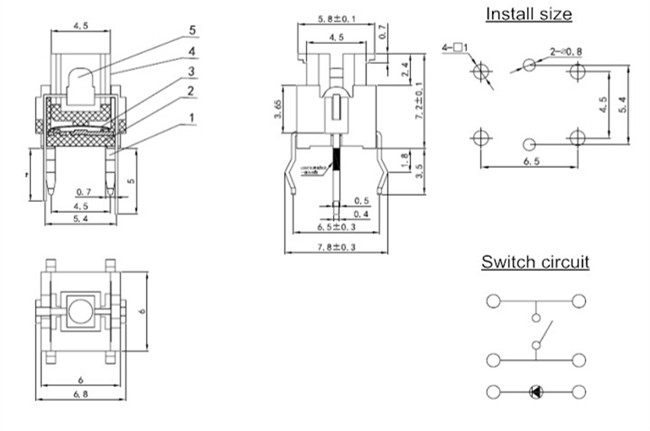 6.0x6.0帶燈輕觸開關(guān)