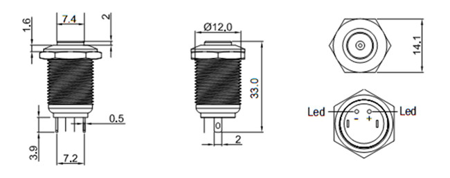 12mm金屬按鍵開關