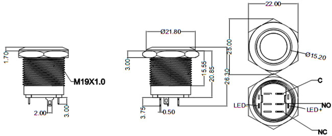 19mm帶燈按鈕開關(guān)