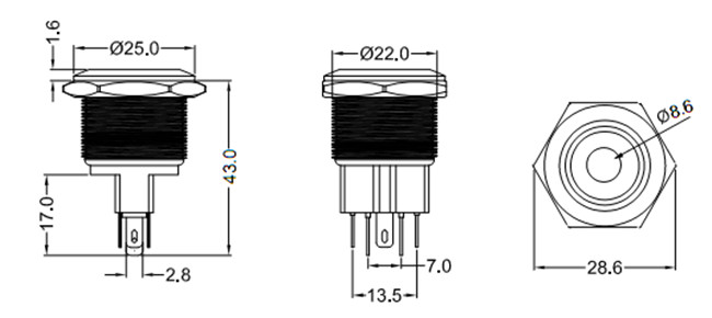 22mm帶燈金屬開關(guān)