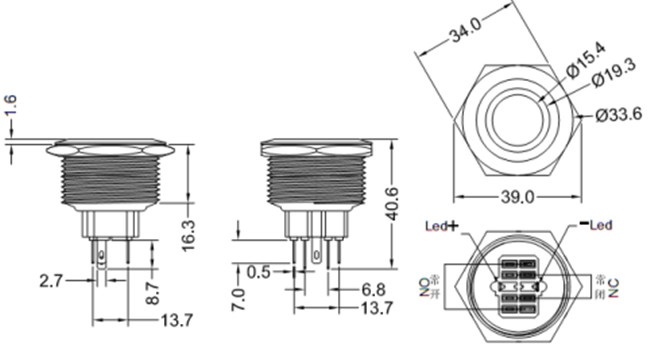 不銹鋼開關按鈕